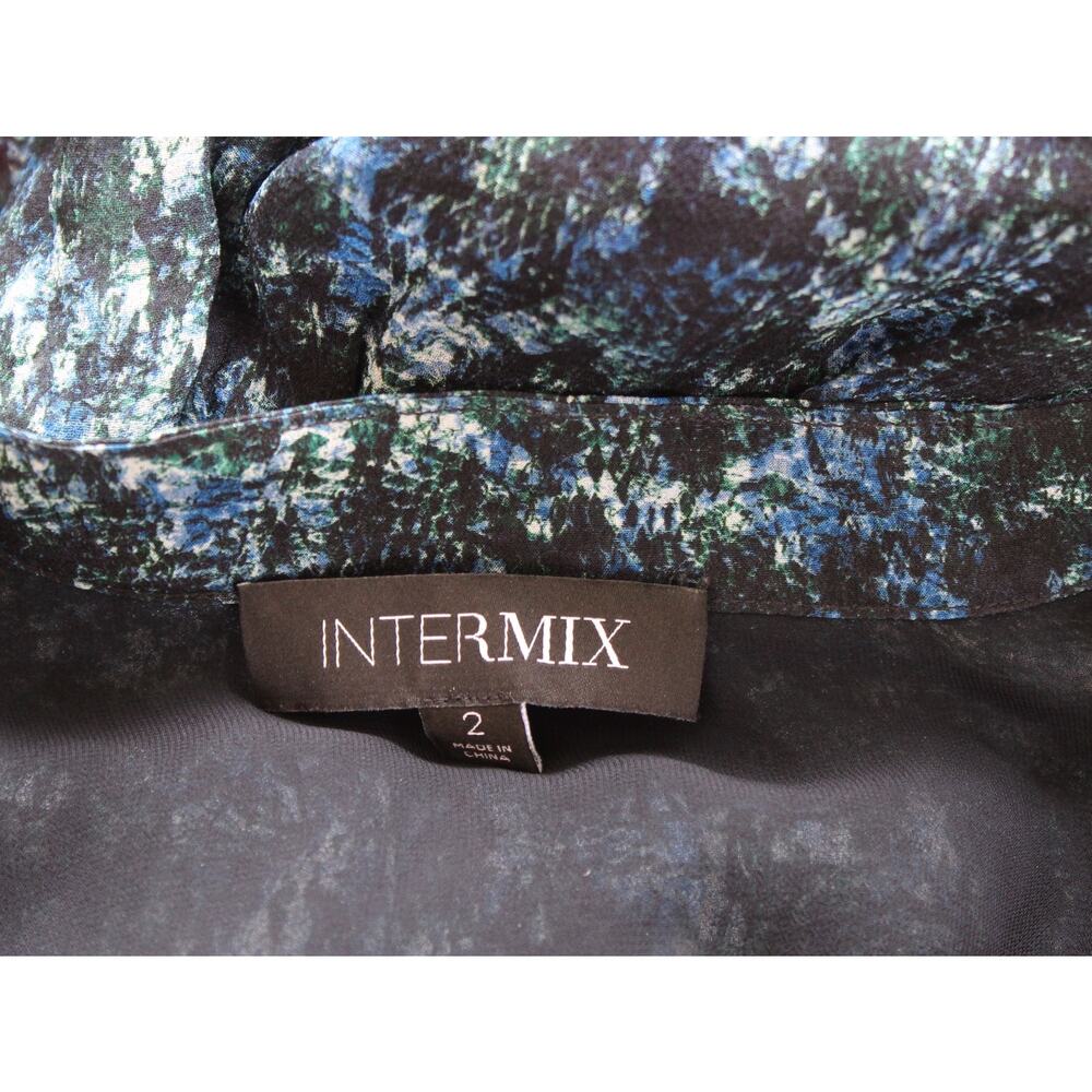 Intermix Black Blue Python Snakeskin Print Silk C… - image 4